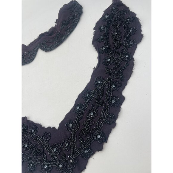 Handmade Beaded Black Lace Applique Trim For Sewing/Costume DIY Projects - Picture 3 of 11
